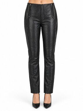 Fashion Nova Black Faux Leather Straight-Leg Pants, M